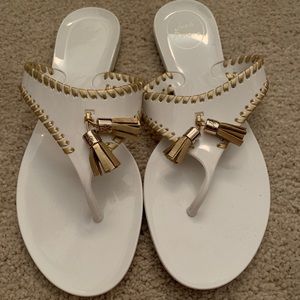 Jack Rogers white and gold jelly sandals, size 7